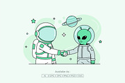 Astronaut Alien Friendship Vector, an Object Illustration by Partikusi Design (Thumbnail 2 of 3)
