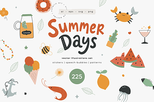 Summer Days | Vector Stickers Pack