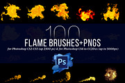 100 Photoshop Flame Brushes + PNGs, a Brush Add-On by Creative Graphics (Thumbnail 7 of 7)