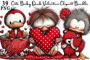 Cute Baby Duck Valentine Clipart, an Illustration by Daily.Designs (Thumbnail 1 of 8)