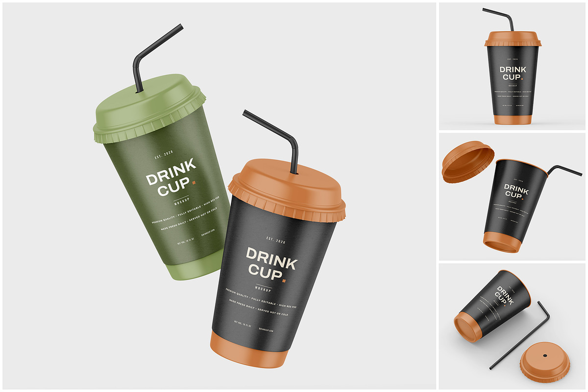 Paper Drink Cup Mockup Set, a Cups & Container Mockup by SmokyPixels (Photo 1 of 5)