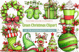 Green Christmas Clipart Png, an Illustration by Craft Nest