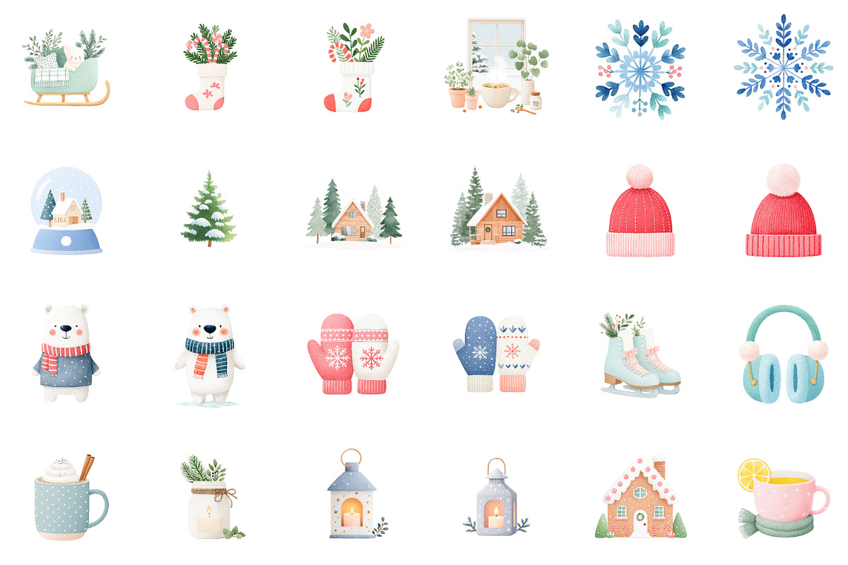 Winter Watercolor Clipart Set, an Illustration by Sublimation Artist (Photo 2 of 6)