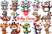 Watercolor Cute Baby Circus Animals, an Illustration by Watercolor design (Thumbnail 1 of 4)