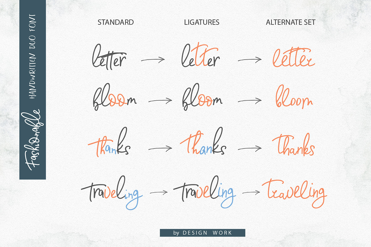 Fashionable Duo Font & Illustr., a Script Font by Designwork (Photo 18 of 20)