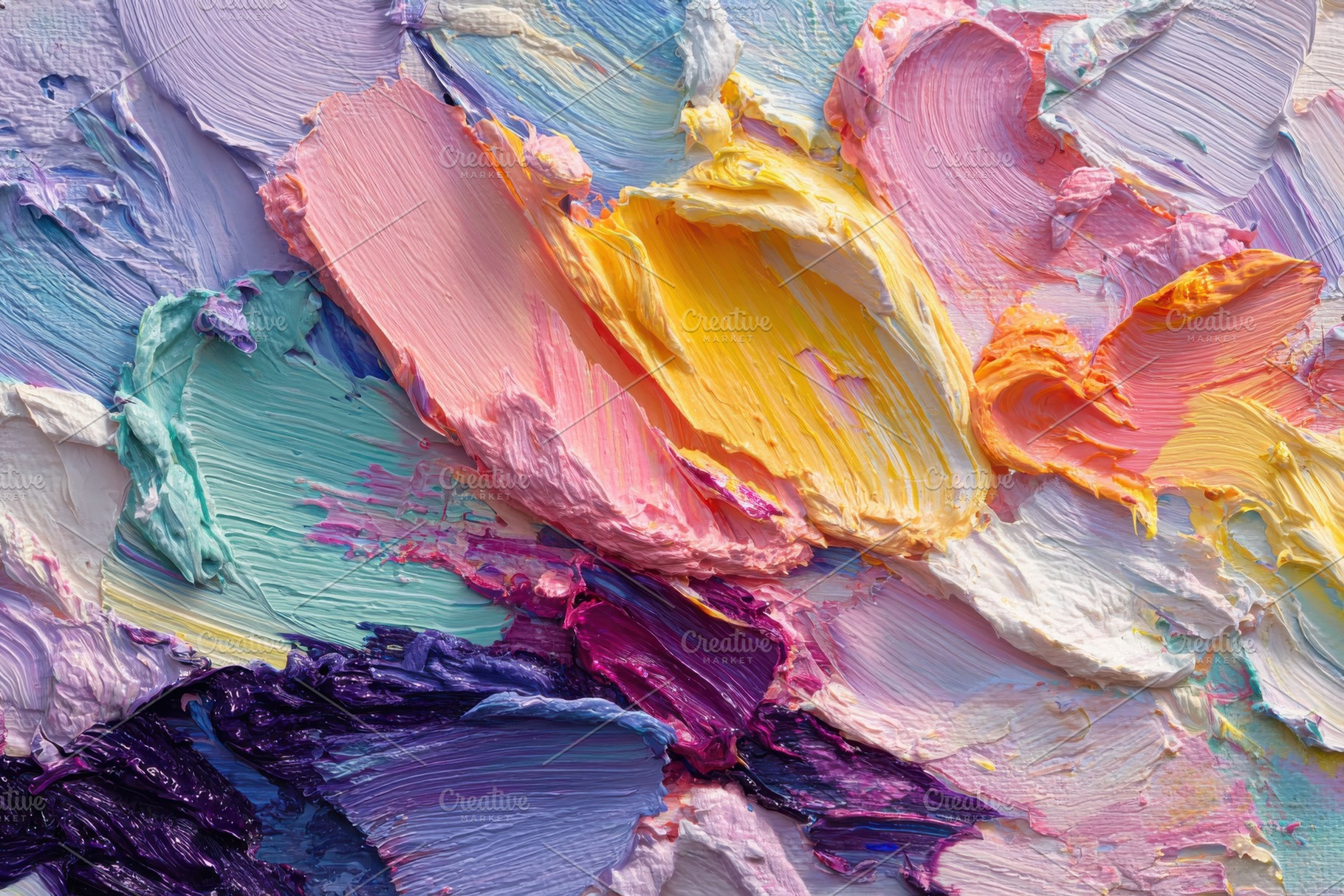 Vibrant Impasto Oil Painting Colorfu, a Photo by Pixeness Studio