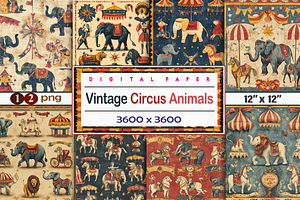 Vintage Circus Animals, a Background Graphic by Printable Treasure