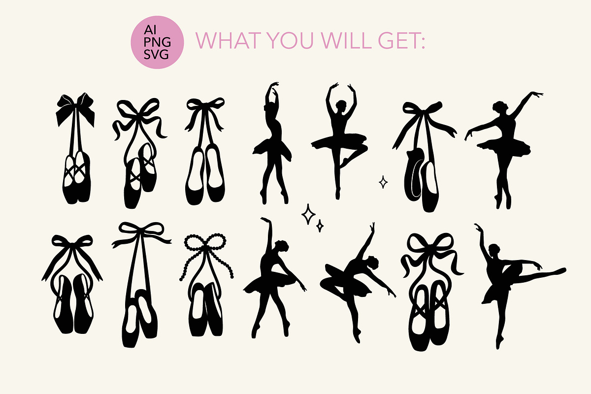 Ballerina coquette icons vector, an Object Graphic by yabluko_draws (Photo 2 of 3)