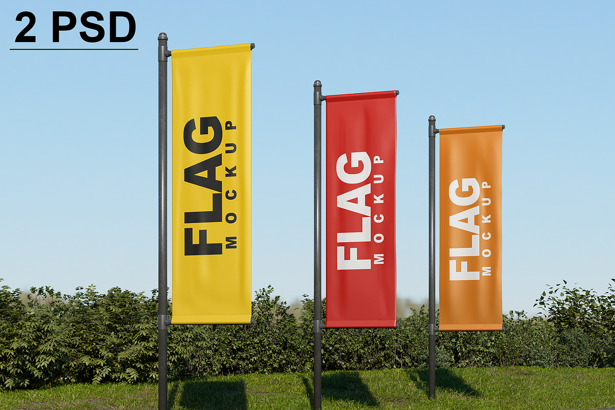 Standing Flag Mockup, an Advertising Mockup by mockupbuys (Photo 1 of 5)