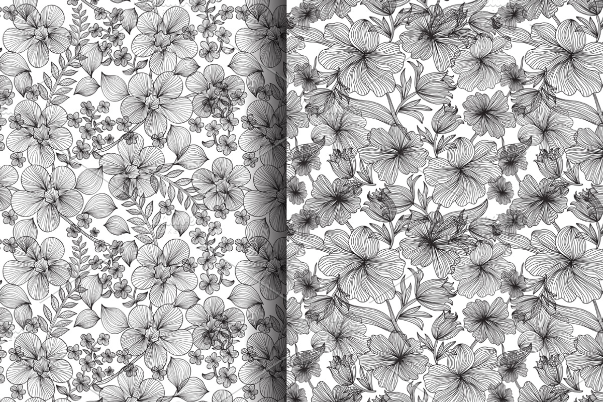Black and White Floral Patterns(1) preview 2