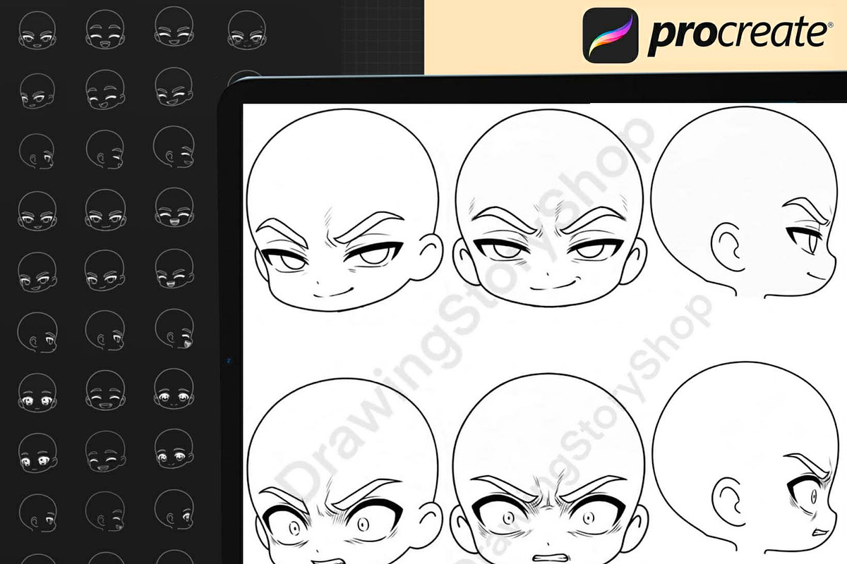 320 Procreate Chibi Boy Head Stamps, a Brush Add-On by DrawingStoryShop (Photo 4 of 8)