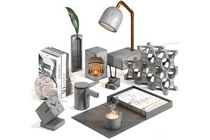 Brutalist architectural decor set