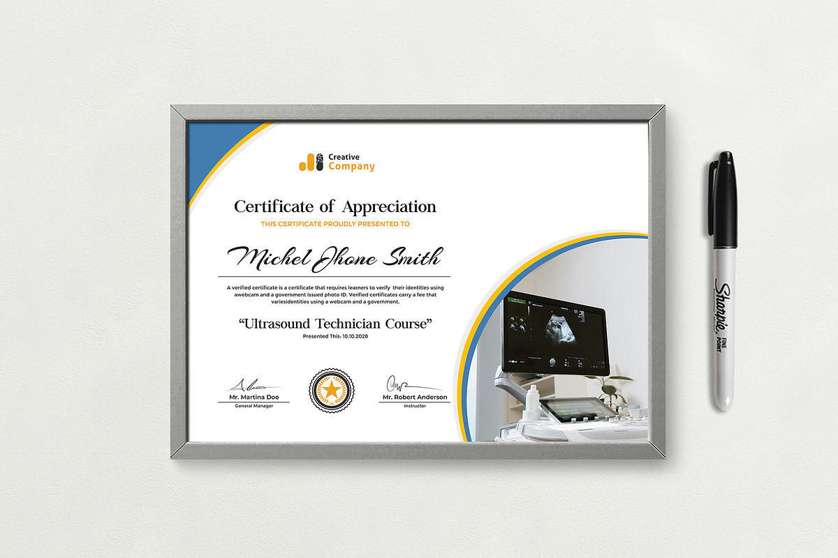 Ultrasound Technician Certificate, a Stationery Template by DesignDevisers (Photo 5 of 10)