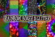 Rainbow Bokeh & Glitter Backgrounds, a Texture Graphic by Paper Element (Thumbnail 1 of 2)