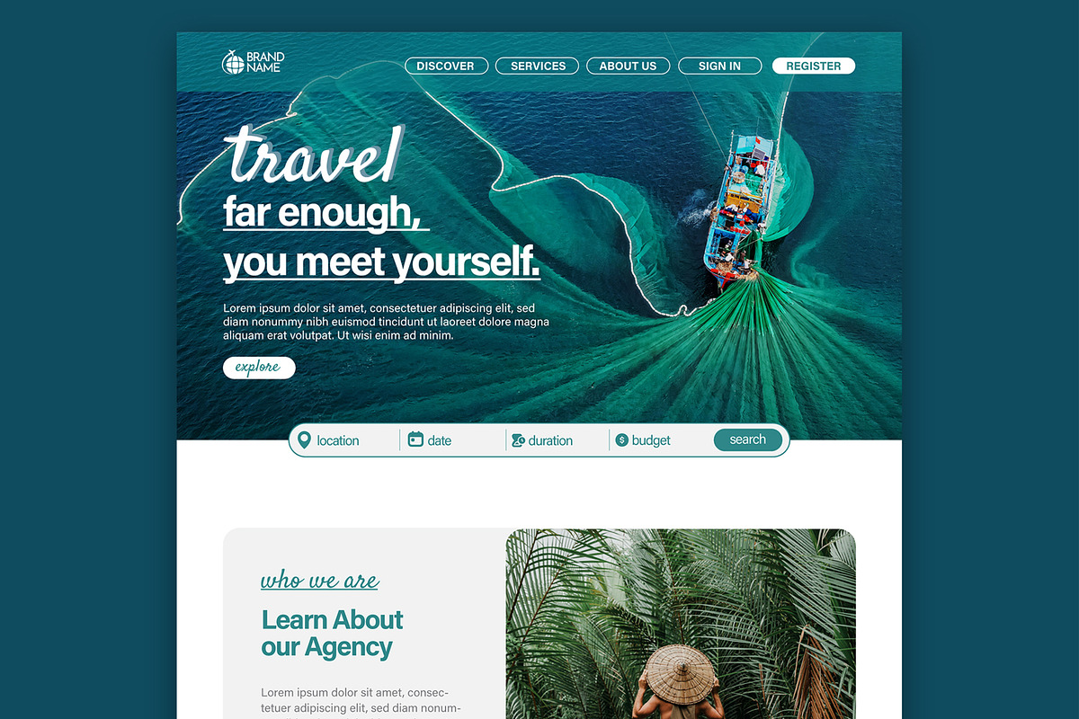 Travel Agency Landing Page, an UI Kit Template by CreativeShaper (Photo 2 of 6)