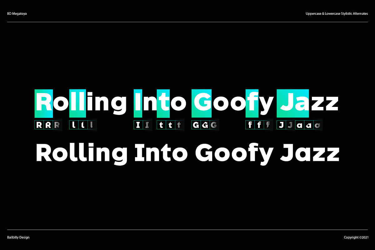 BD. Megatoya - Gemetric Sans Serif, a Font by Balibilly Design (Photo 8 of 16)