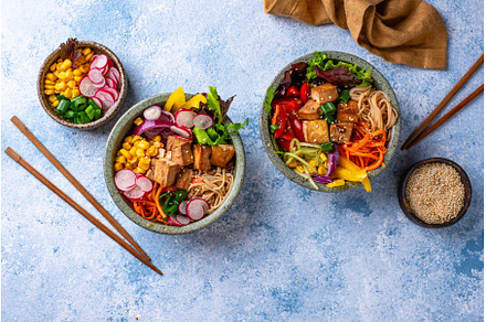 Vegan healthy poke bowl with tofu