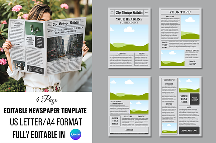 Vintage Newspaper Template, a Magazine Template by ZoloDesignHub