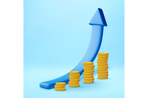 3D Blue arrow rising, a Finance Illustration by Abscent