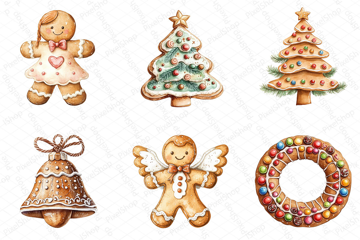Christmas Gingerbread Clipart Bundle, an Illustration by DreamPrint404 (Photo 5 of 6)