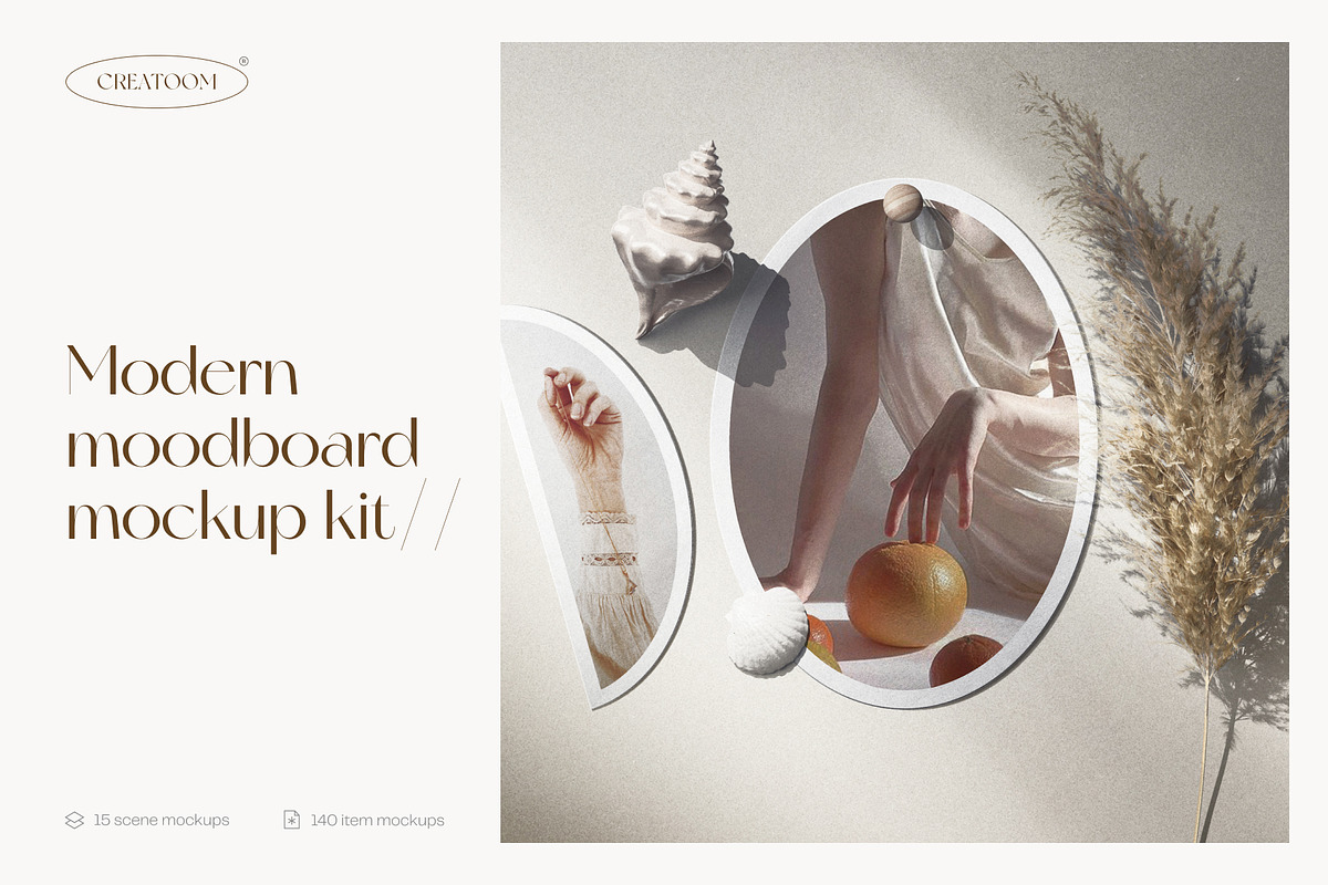 Modern moodboard mockup kit, a Product Mockup by Creatoom (Photo 2 of 23)