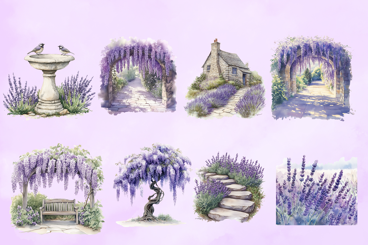 Soft Lavender Spring Clipart, an Illustration by NadiaTheronArt (Photo 4 of 5)
