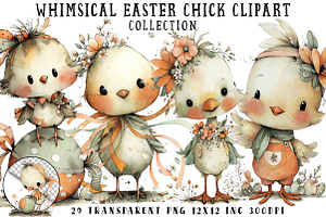Whimsical Easter Chick Clipart, an Illustration by OK Design