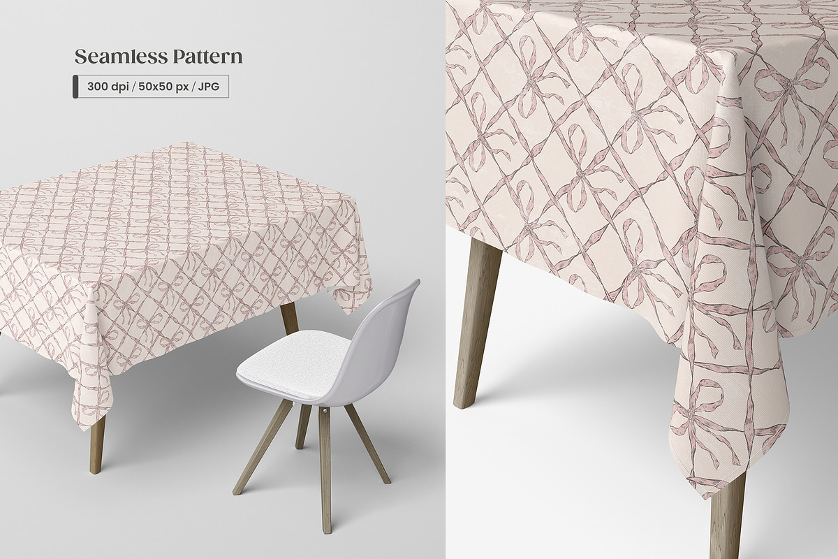Coquette Bows & Rococo Pattern, a Wallpaper Graphic by Yello_illustration (Photo 15 of 16)