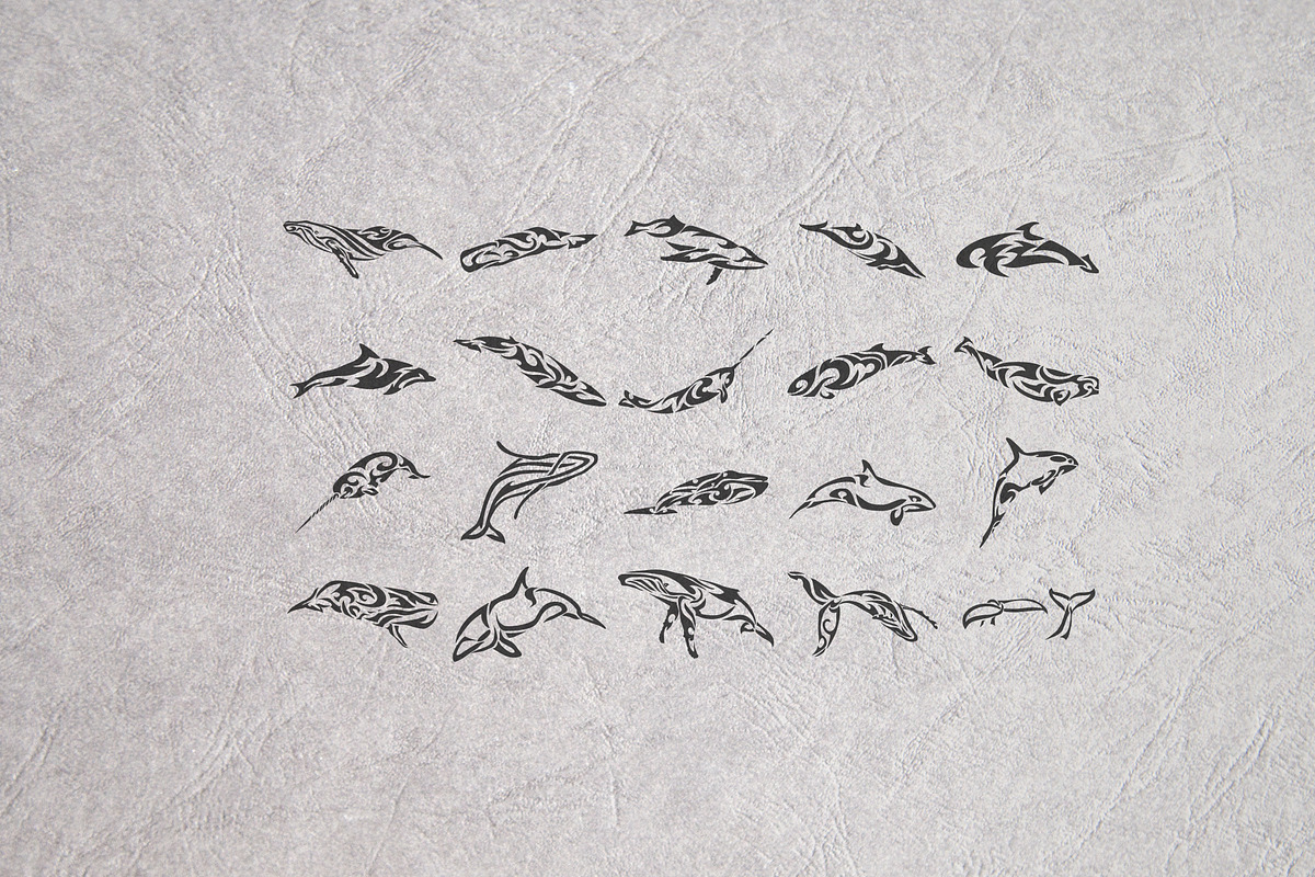 20 Whale Tribal Designs Bundle, a Pattern Graphic by Natsuhisui (Photo 12 of 12)