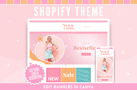 Peach Candy Shopify Theme, a Shopify Template by SunshineStudioBoutique