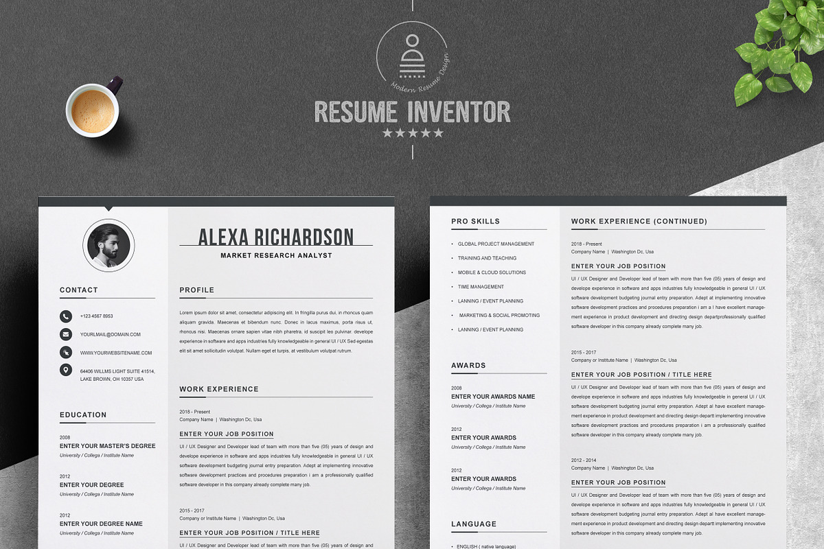 Resume Template, a Resume Template by ResumeInventor (Photo 2 of 6)