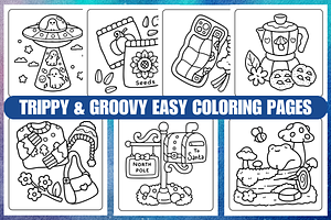 TRIPPY & GROOVY Coloring page Vol-01, a Decorative Illustration by Coco Bloom