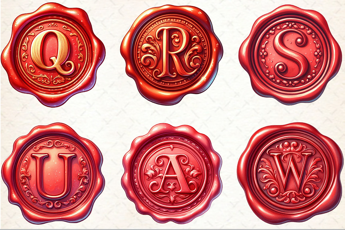 Red Wax Stamp Letter Clipart Bundle, an Illustration by Rose Art (Photo 4 of 7)