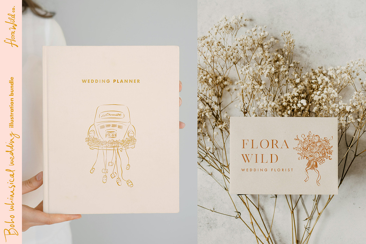 Boho Whimsical Wedding Clipart, an Illustration by Flora Wild Designs (Photo 7 of 10)