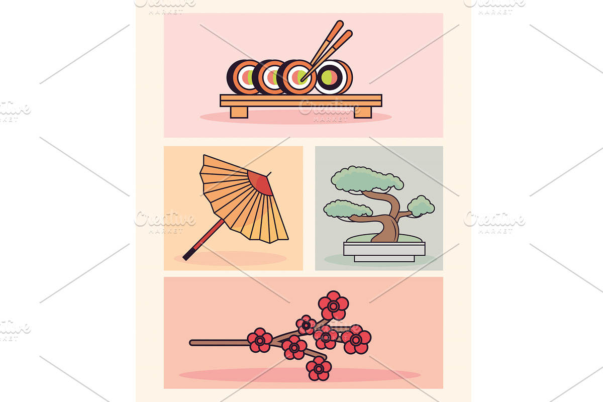 icon set, japanese culture, an Object Illustration by studiogstock