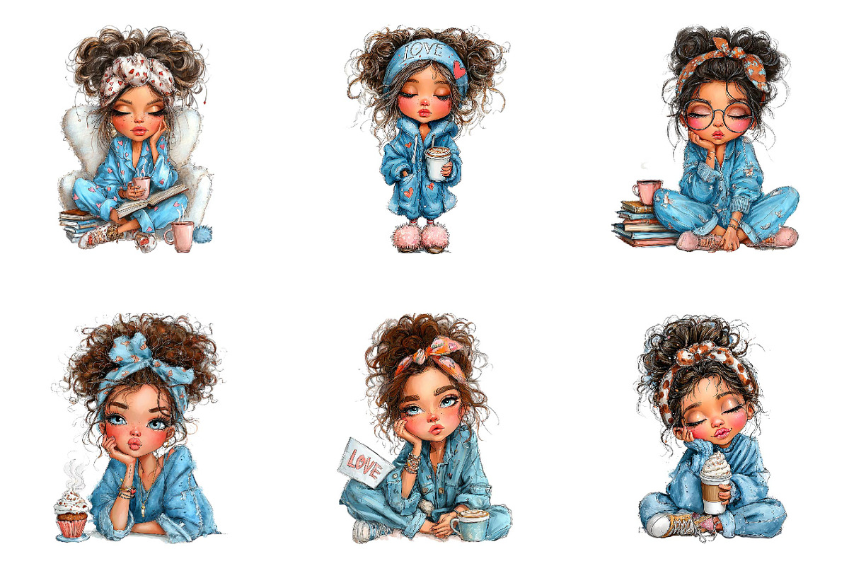 Whimsical valentine coffee girl clip, an Illustration by CreationArt (Photo 4 of 7)