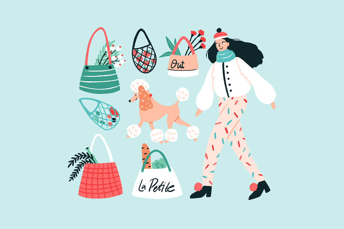 Girl walking with dog, a Person Illustration by Good Studio (Photo 2 of 3)