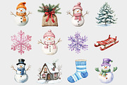 Watercolor Snowman Clipart, a Seasonal Illustration by Design Market (Thumbnail 3 of 4)