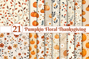 Pumpkin Floral Thanksgiving Patterns, a Texture Illustration by Dream Creation