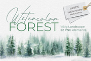Watercolor Forest Landscapes, a Decorative Illustration by LeiaSW (Thumbnail 1 of 9)