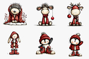whimsical winter animals clipart, an Illustration by CreationArt (Thumbnail 7 of 7)