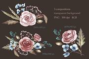 Dusty rose and herbs. Watercolor, an Illustration by Alena Kurian (Thumbnail 4 of 7)