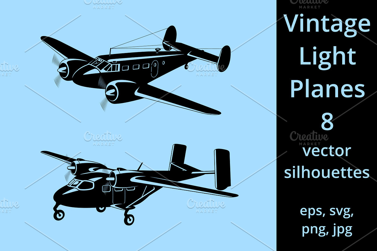 Light Passenger Planes Silhouettes, a Transportation Illustration by Yurals Art (Photo 1 of 5)