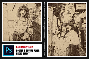 Damaged Stamp Square And Poster Phot