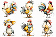 Whimsical Farm Rooster Clipart, an Illustration by Libby Wishes (Thumbnail 6 of 7)