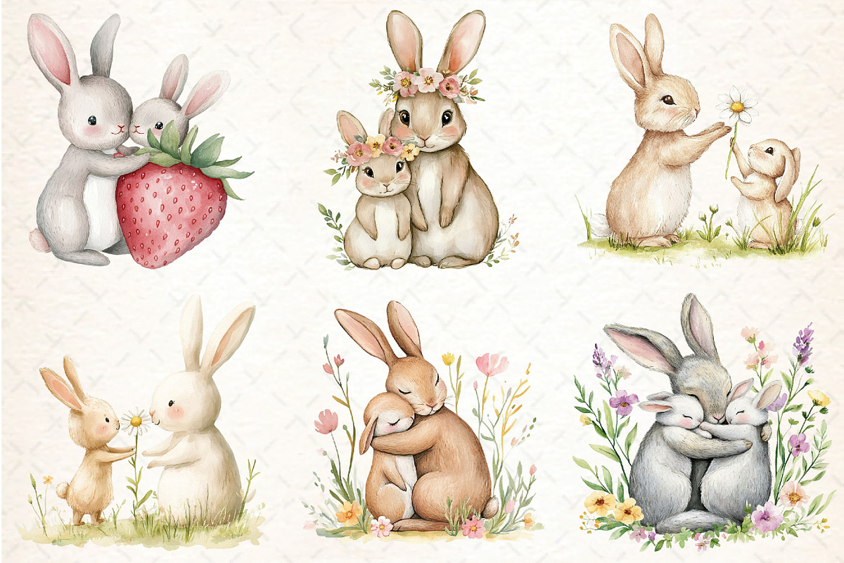 Boho Bunny Clipart, an Illustration by DreamCafeArt (Photo 2 of 8)