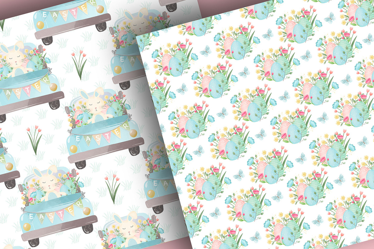 Easter Rainbows Rabbit digital paper, a Pattern Graphic by designloverstudio (Photo 7 of 7)