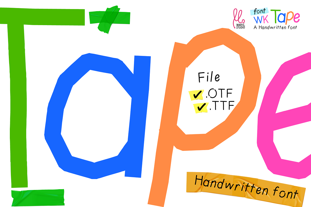 Tape font handwritten font, a Handwritten Font by Waris Studio (Photo 2 of 8)