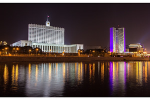 Russian white house in moscow at night stock photo containing house and white, an Architecture Photo by Leonid Andronov