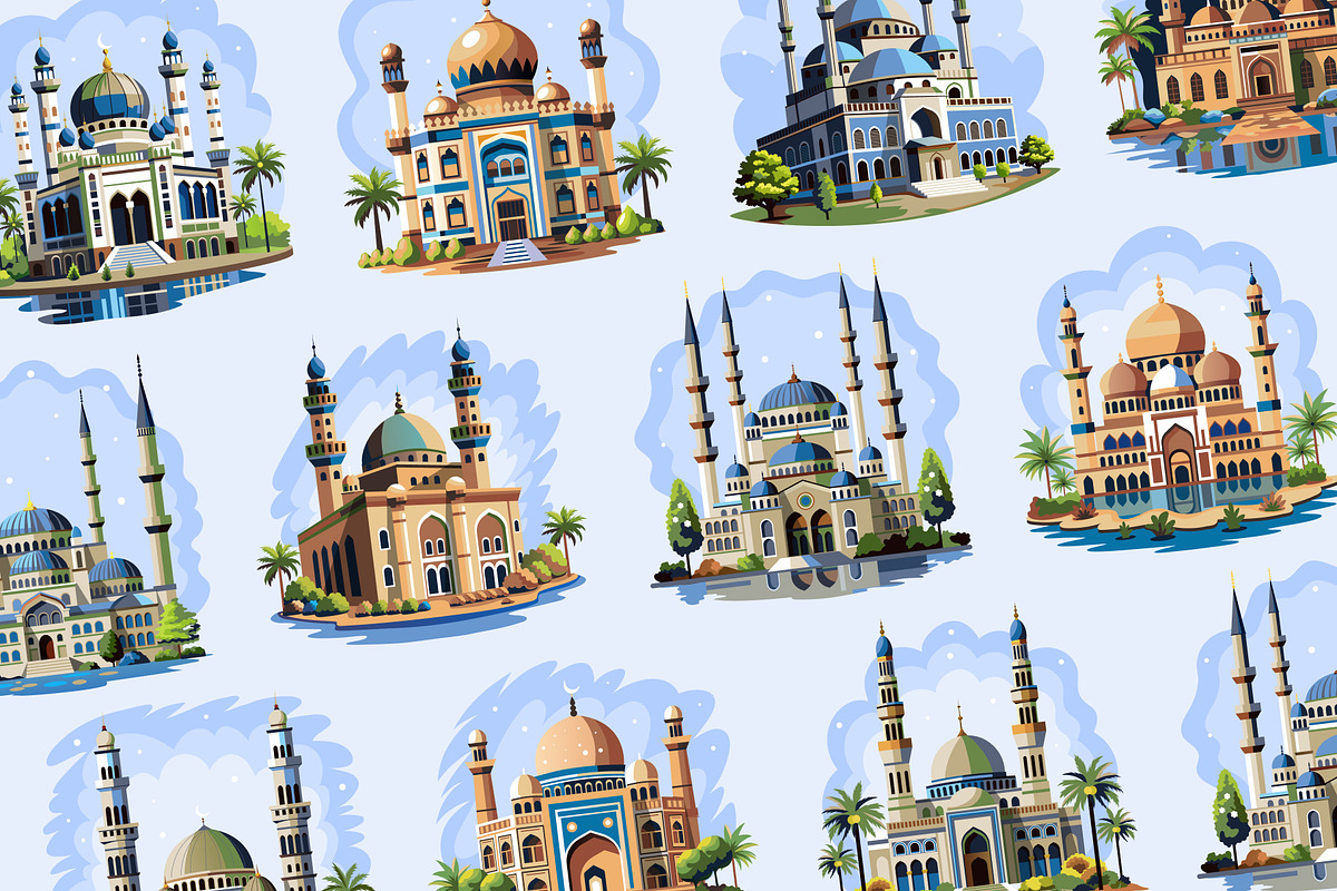 Mosque Illustration Art Set, a Decorative Illustration by Prosymbols (Photo 6 of 10)
